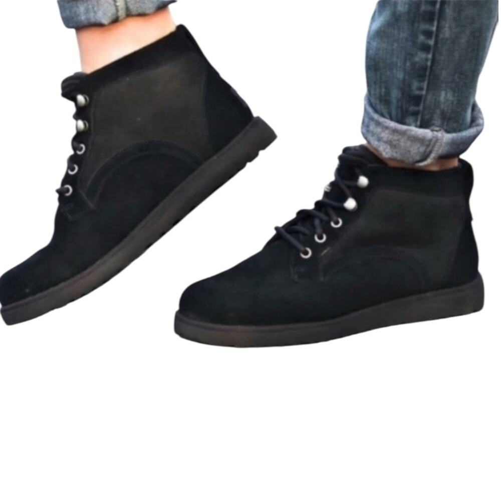 <<Ugg Bethany Black Laced Up Sheepskin Suede Winter Ankle Booties – Sz 9